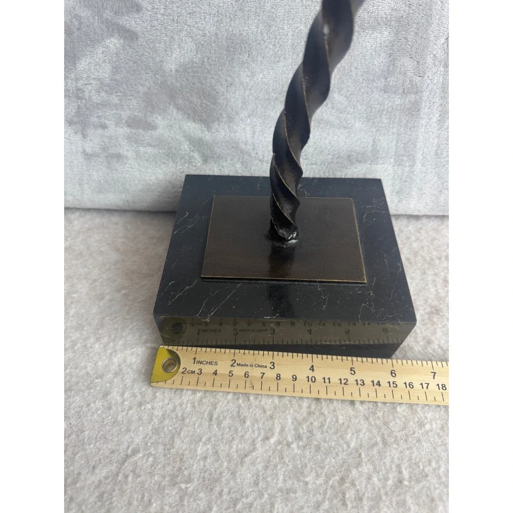 Nautilus Shell Candle Holder Twisted Bronze‎ Stem Marble Base A0057 2544 22in
